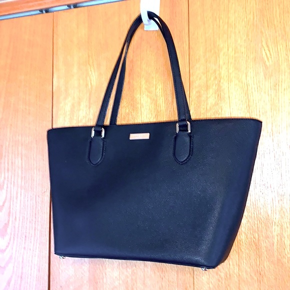 Kate Spade LAUREL WAY black crosshatch leather top zip daily tote purse bag EUC - Picture 4 of 16